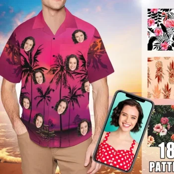 Custom Hawaiian Shirts For Men,personalized Face Beach Shirts,custom Tropical Flower Hawaiian Shirt,custom Face Shirt,bachelor Party Shirt