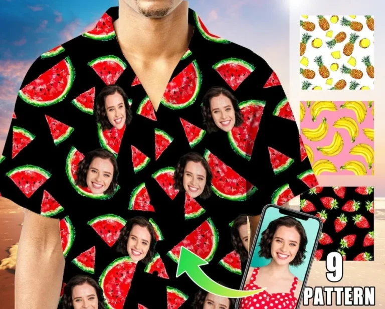 Custom Hawaiian Shirt For Men,personalized Tropical Hawaiian Shirt,summer Watermelon Pineapple Shirt,vacation Shirt,foodie Shirt,foodie Gift