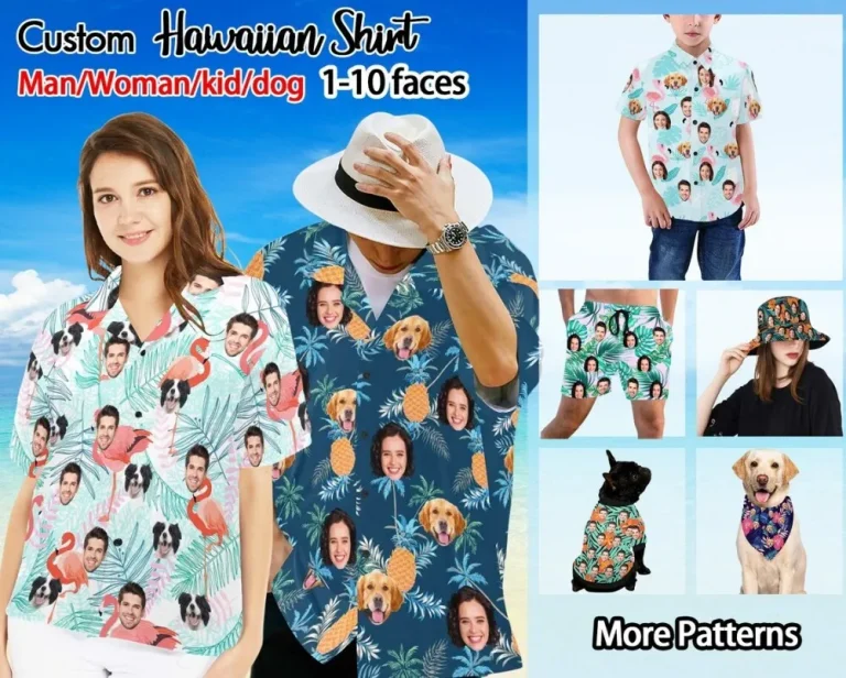 Custom Hawaiian Shirt With Face/logo/dog, Custom Hawaiian Shirt For Men Women, Hawaiian Dog Shirt, Hawaiian Shirt Vintage, Bachelor Party