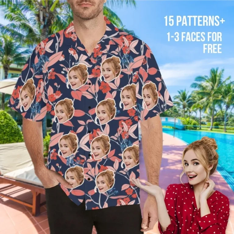 Custom Hawaiian Shirt With Face Personalized Photo Men's Shirt Custom Short Sleeve Shirt For Men Biththday Party Funny Hawaiian Face Shirt