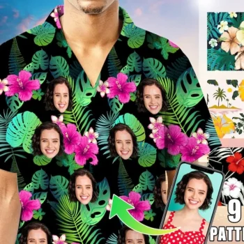 Custom Hawaiian Shirts,personalized Face Beach Retro Shirts,custom Photo Shirt,custom Printed Shirt,picture On Shirt,make Your Own Shirt