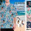 Tropical Flower Hawaiian Shirt, Personalize Face Shirt, Custom Shirt With Photo, Summer Vacation Shirt, Beach Party Shirt, For Couples