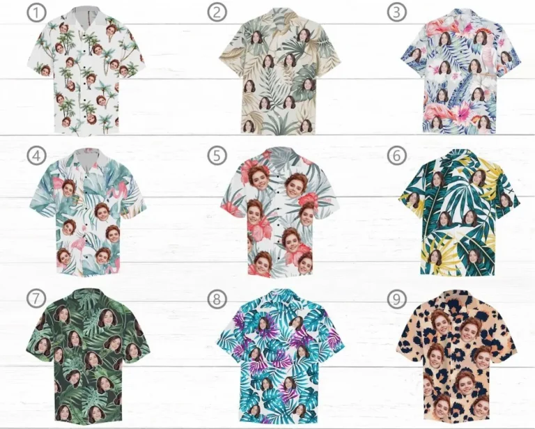 Hawaiian Vacation Style Couple Shirts, Custom Face Summer Shirts, Beach Party Matching Shirt For Men, Women, Personalized Casual Shirts Gifts