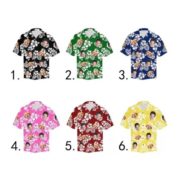 Hawaiian Shirt With Face,personalization Men Short Sleeve Button Down,custom Hibiscus Flower Unisex Tropical Shirt For Men/women Print Gifts