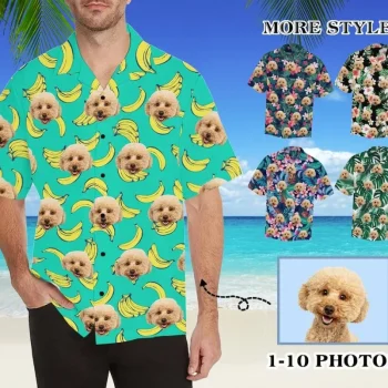 Personalized Dogs Cats Faces Banana Shirt, Custom Hawaiian Face Shirts, Man's All-over Print Hawaii Shirt With Faces, Bachelor Party Shirt