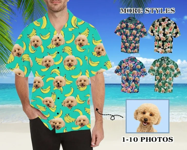 Personalized Dogs Cats Faces Banana Shirt, Custom Hawaiian Face Shirts, Man's All-over Print Hawaii Shirt With Faces, Bachelor Party Shirt