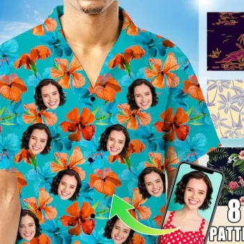 Custom Hawaiian Shirt For Men,personalized Photo Summer Shirt,custom Photo Shirt,vacation Shirt,beach Aloha Tropical Shirt For Men With Face