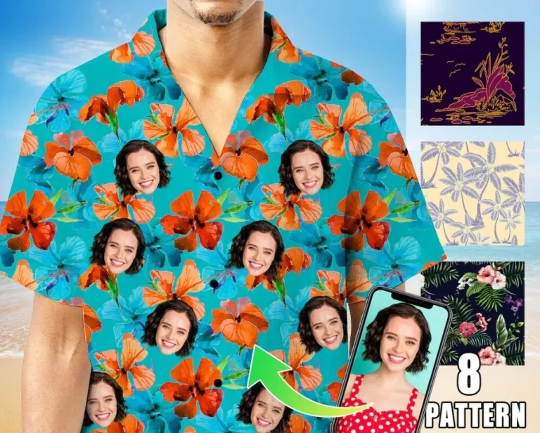 Custom Hawaiian Shirt For Men,personalized Photo Summer Shirt,custom Photo Shirt,vacation Shirt,beach Aloha Tropical Shirt For Men With Face