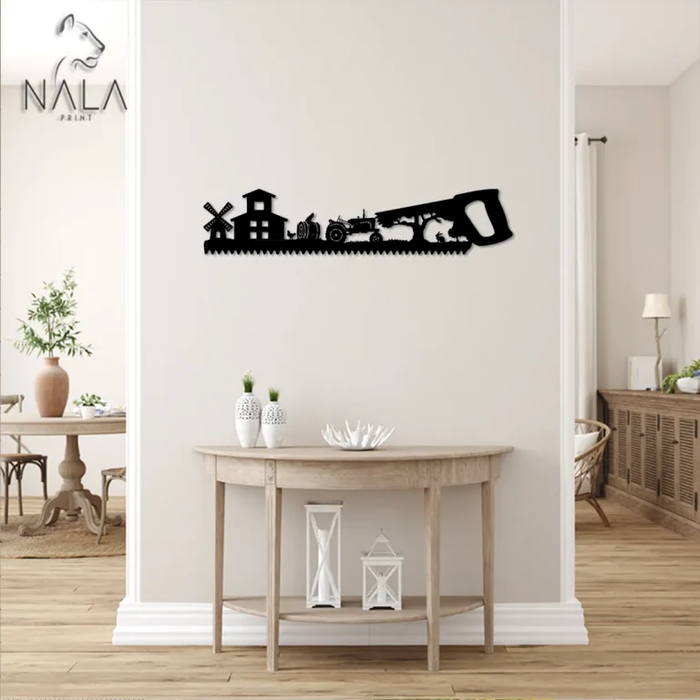 Hand Saw With Farm House And Tractor Design Metal Wall Art, Farmlife Decorative Metal Art, Wall Hanging, Farm Gifts