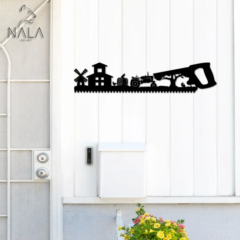 Hand Saw With Farm House And Tractor Design Metal Wall Art, Farmlife Decorative Metal Art, Wall Hanging, Farm Gifts