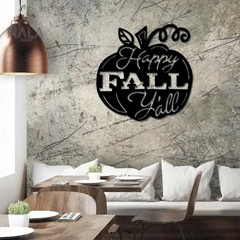 Happy Fall Ya'll Metal Sign, Metal Wall Hangings, Pumpkin Metal Wall Art, Modern Home Decor, Gift For Halloween