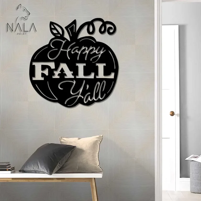 Happy Fall Ya'll Metal Sign, Metal Wall Hangings, Pumpkin Metal Wall Art, Modern Home Decor, Gift For Halloween