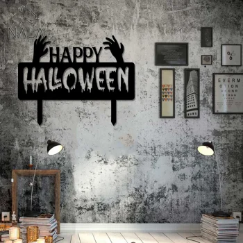 Happy Halloween Hand Metal Sign, Metal Wall Hangings, Scary Metal Wall Art, Halloween Home Decor, Gift For Halloween