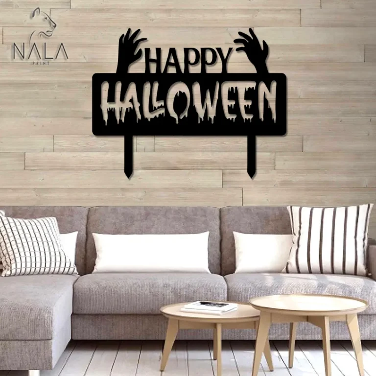 Happy Halloween Hand Metal Sign, Metal Wall Hangings, Scary Metal Wall Art, Halloween Home Decor, Gift For Halloween