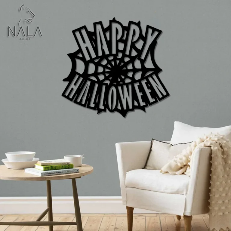 Happy Halloween Spider Web Metal Wall Art, Metal Wall Hangings, Spider Metal Sign, Modern Home Decor, Gift For Halloween