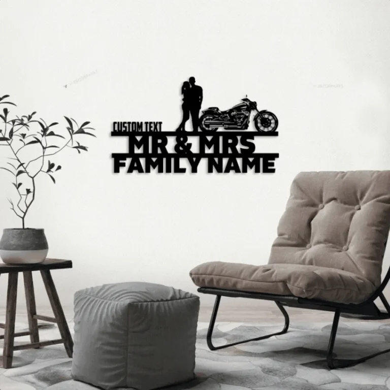 Custom Biker Couple Metal Sign With Led Lights Sign Established Biker Anniversary Gift Home Decor Personalized Wedding Sign Family Name Biker Set 12