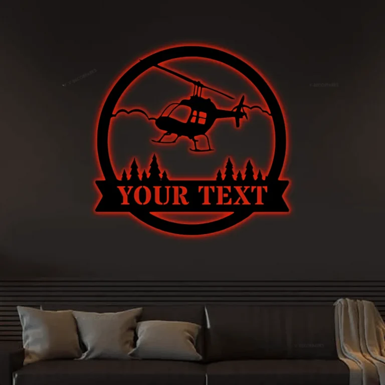 Helicopter Metal Sign With Led Lights, Pilot Gifts, Personalized Aviation Signs, Custom Metal Signs, Helicopter Pilot, Helicopter Gift, Plot Gifts