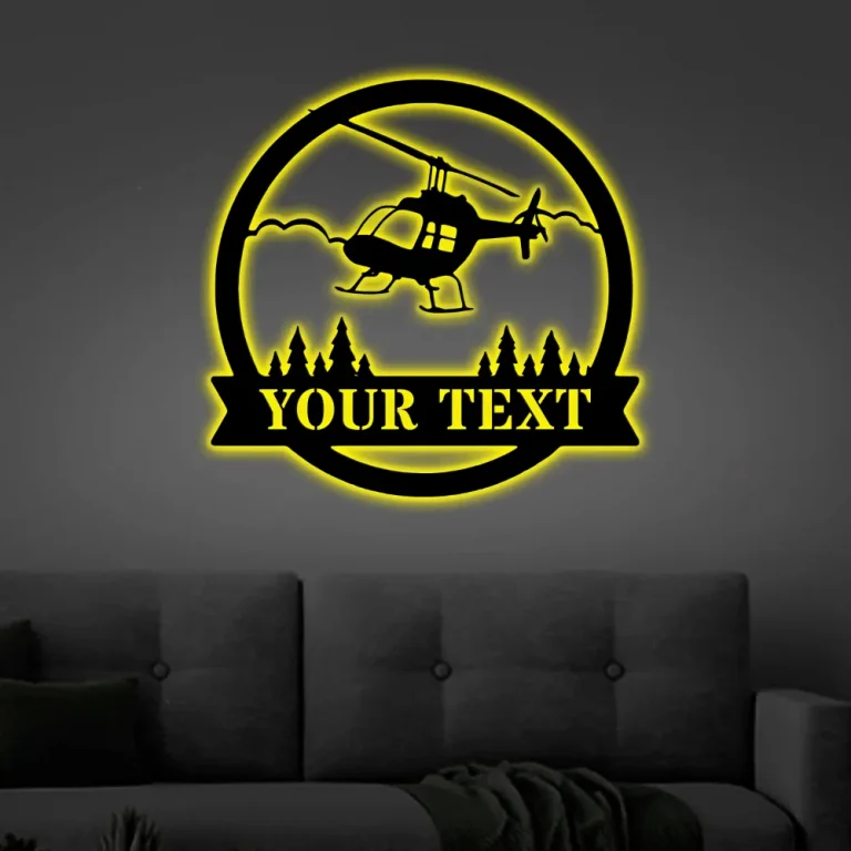 Helicopter Metal Sign With Led Lights, Pilot Gifts, Personalized Aviation Signs, Custom Metal Signs, Helicopter Pilot, Helicopter Gift, Plot Gifts