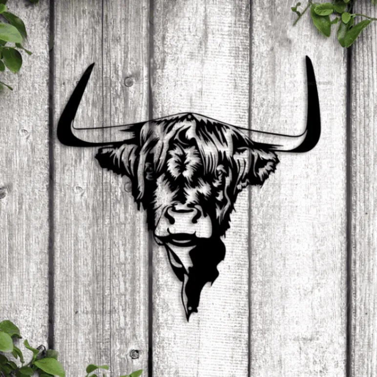 Highland Cow Metal Wall Art With Led Lights, Cow Metal Art, Highland Cow Sign, Cow Wall Art, Kitchen Decor Farmhouse Wall Decor, Highland Cow Wall Art