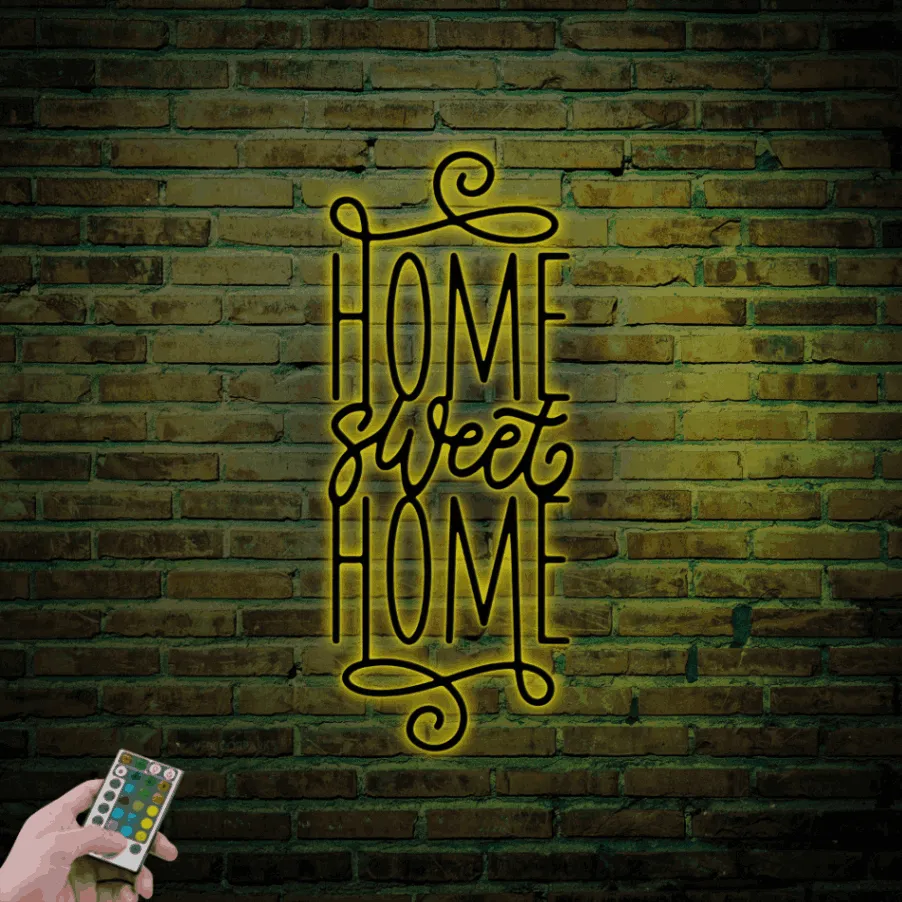 Home Sweet Home Sign With Led Lights, Home Metal Wall Art, Home Sweet Home Wall Art, Home Wall Decor, Home Porch Sign, Welcome Home Sign
