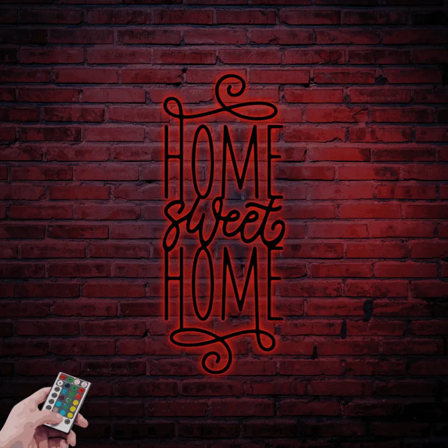 Home Sweet Home Sign With Led Lights, Home Metal Wall Art, Home Sweet Home Wall Art, Home Wall Decor, Home Porch Sign, Welcome Home Sign