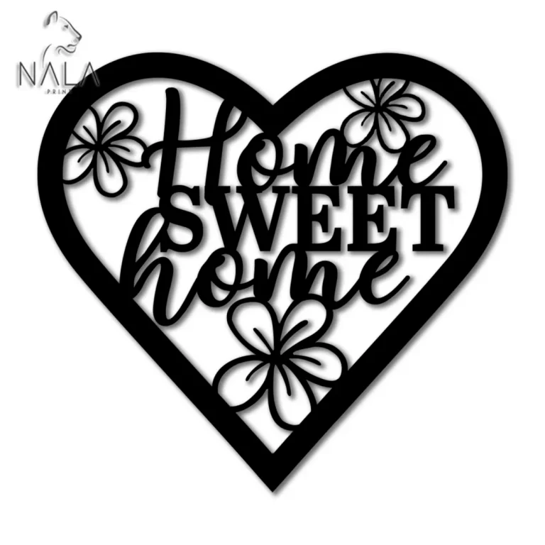 Floral Home Sweet Home Metal Sign, Family Wall Art Decor, Living Room Wall Hanging, Housewarming Gift