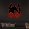 Horse Head Horseshoe With Led Lights- Metal Sign Horse, Metal Sign, Farmhouse Sign, Gifts, Horse Lover, Farm Sign, Gifts For Him, Barrel Racing