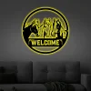 Horse Welcome Led Lights, Metal Sign, Horse Farm Sign