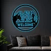 Horse Welcome Led Lights, Metal Sign, Horse Farm Sign