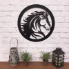 Elegant Horse Head Gate Entrance Metal Sign Wall Decor, Metal Sign Outdoor