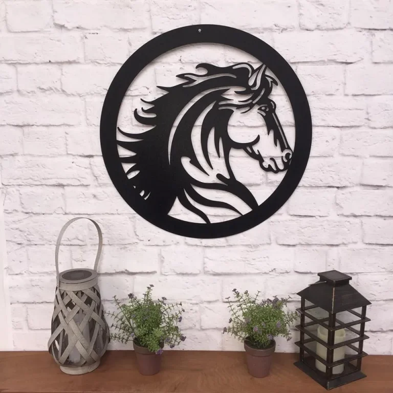 Elegant Horse Head Gate Entrance Metal Sign Wall Decor, Metal Sign Outdoor