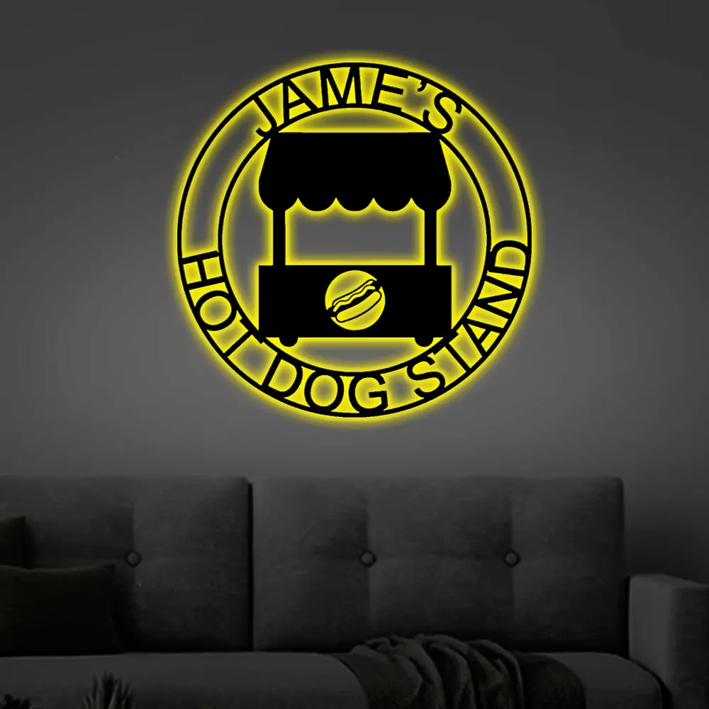 Hot Dog Stand Sign With Led Lights, Hot Dog Shop Sign, Personalized Hot Dog Stand Sign, Hot Dog Stand Decor, Custom Hot Dog Shop Sign