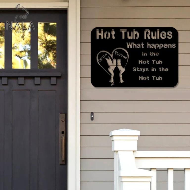 Hot Tub Rules Metal Sign, Hot Tub Metal Wall Decor