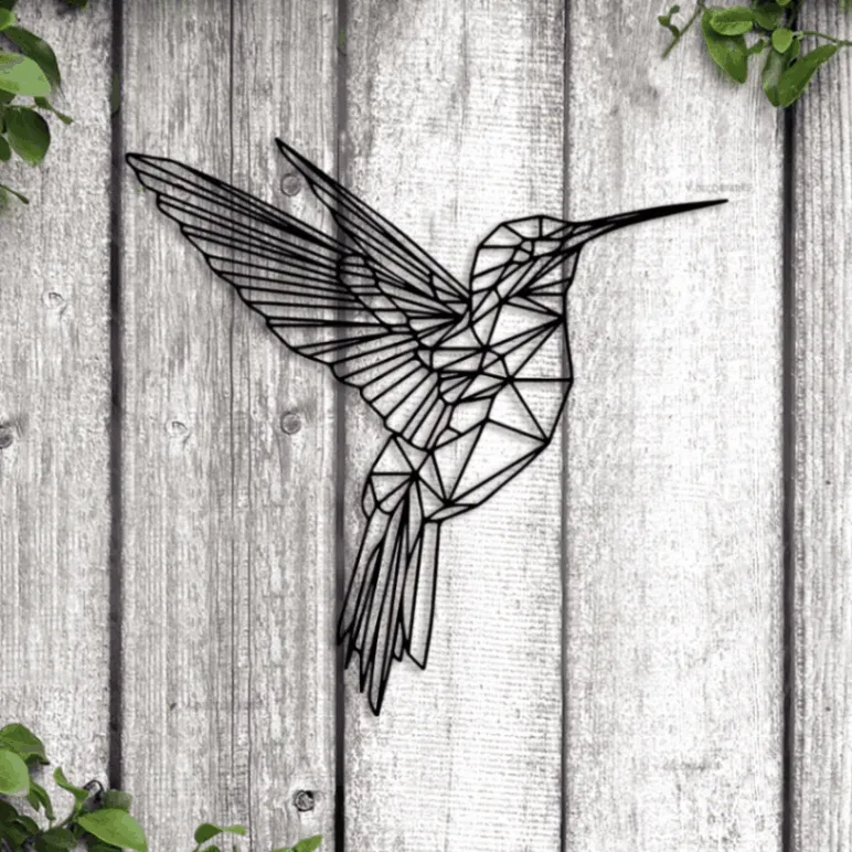 Hummingbird Metal Home Decor With Led Lights, Bird Wall Art, Geometric Hummingbird Wall Art, Geometric Wall Art, Hummingbird Sign