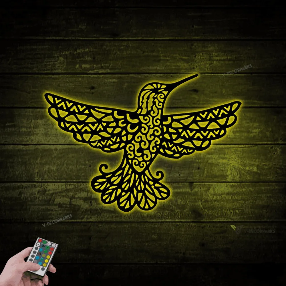 Hummingbird Metal Sign With Led Lights, Garden Decor, Gift For Mom, Mother's Day Gift, Wall Art Gardener Gift Floral Sign