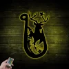 Hunting Metal Sign With Led Lights, Fishing Metal Wall Art, Deer Head Signs, Hunter Gift, Deer Hunting Sign, Duck Hunting Sign, Bass Fishing