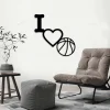 I Love Basketball Metal Wall Sign With Led Lights, Sports Sign, Wall Decor, Love, Sports Wall Decor, We Love Sports Sign, Basketball Sign
