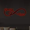 Infinity Heart Sign With Names Custom Family Name Metal Sign With Led Lights, Personalized Monogram Wall Metal Art, Wedding Gift