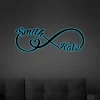 Infinity Heart Sign With Names Custom Family Name Metal Sign With Led Lights, Personalized Monogram Wall Metal Art, Wedding Gift