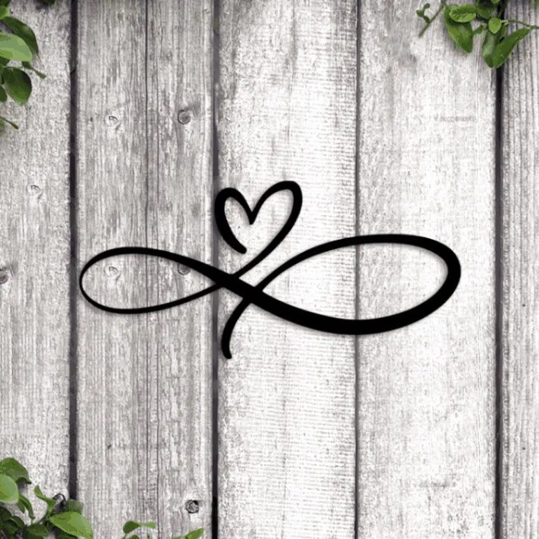 Infinity Heart Sign With Led Lights, Metal Infinity Heart Wall Decor, Infinity Heart Wall Art, Infinity Heart Metal Sign Decor For Home