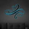 Infinity Heart Valentines Metal Sign With Led Lights, Decor Gift For Husband, Wife, Couple, Anniversary Wall Art, Newly Wed Gift