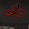 Infinity Heart Valentines Metal Sign With Led Lights, Decor Gift For Husband, Wife, Couple, Anniversary Wall Art, Newly Wed Gift