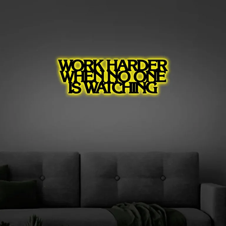 Inspirational Sign With Led Lights, Cute Wall Sign, Inspirational Poster, Cute Metal Sign, Work Harder Sign, Motivational Sign, Motivational Poster