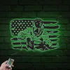 Ironworker Metal Sign With Led Lights, Ironworker Name Sign Decoration, Us Flag Ironworker Outdoor Home Decor, Fathers Day Gift For Dad