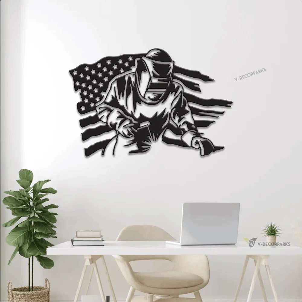 Ironworker Welding Metal Sign With Led Lights, Us Welder Decor, Iron Worker Fathers Day Gifts, Gift For Iron Worker, Ironworker Sign