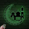 Islamic Muslims On The Moon Metal Sign With Led Lights, Mashallah Islamic Wall Decor, Eid Gifts Quran Wall Decor, Arabic Calligraphy Islamic