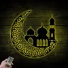 Islamic Muslims On The Moon Metal Sign With Led Lights, Mashallah Islamic Wall Decor, Eid Gifts Quran Wall Decor, Arabic Calligraphy Islamic