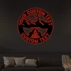 Lake Scene Led Lights Sign Monogram Steel Sign, Customized Lake Scene Monogram Wall Art Home Decor Housewarming Gift Patio Decor