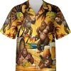 Funny Bigfoot And Beer Hawaiian Shirts For Men Women - Bigfoot Tropical Summer Beach Shirt, Casual Button Down Short Sleeve Hawaiian Shirt