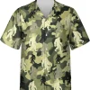 Camouflage Bigfoot Button Down Hawaiian Shirts Short Sleeves, Bigfoot Shirt, Sasquatch Shirt, Summer Vacation Hawaiian Shirt, Casual Printed Shirt